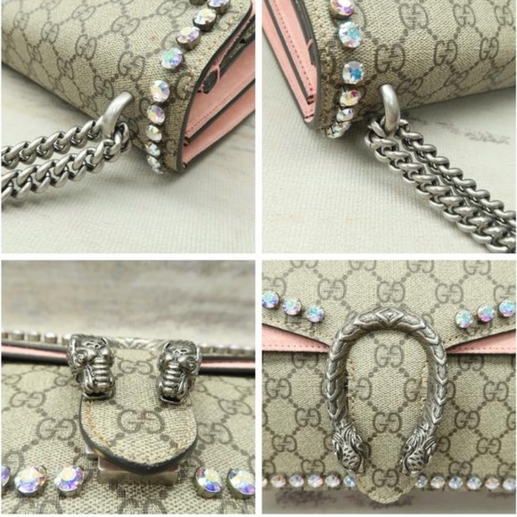 GUCCI DIONYSUS Small 💎 Crystal-embellished Supreme Canvas Shoulder Bag purse 👛 - Picture 12 of 12